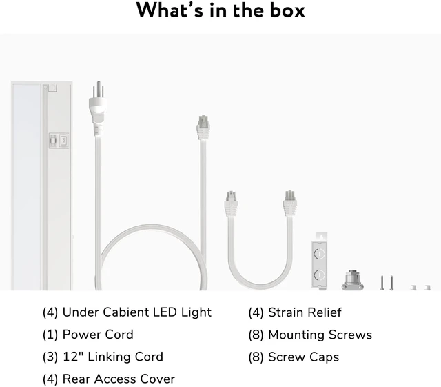 Alt view image 4 of 7 - Halo 12-Inch LED Under Cabinet Lights, 4-Pack, 3-CCT, White 2700K/4000K/5000K, dimmable, hardwired/plug-in. Model: UC0112WH274L