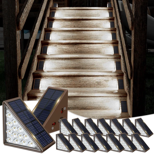 Main image of Solar Step Lights for Outside,16 Pack Solar Stair Lights Outdoor Waterproof IP67,Outdoor Deck Step Lights,Solar Outdoor Lights for Staircase,Patio,Front Step(Cool Brown)