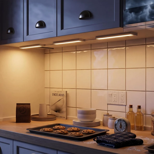 Alt view image 7 of 7 - Halo 12-Inch LED Under Cabinet Lights, 4-Pack, 3-CCT, White 2700K/4000K/5000K, dimmable, hardwired/plug-in. Model: UC0112WH274L