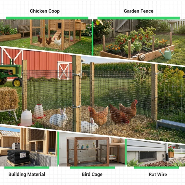 Alt view image 6 of 7 - 48 inch×100 ft Black Vinyl Coated Hardware Cloth, 19 Gauge 1/2 inch Black PVC Hardware Cloth, Welded Wire Fence Supports Poultry Netting Cage Fence