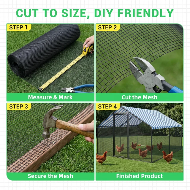 Alt view image 7 of 7 - 48 inch×100 ft Black Vinyl Coated Hardware Cloth, 19 Gauge 1/2 inch Black PVC Hardware Cloth, Welded Wire Fence Supports Poultry Netting Cage Fence
