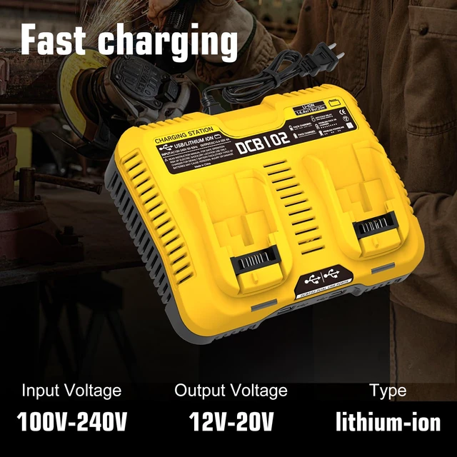 Alt view image 3 of 7 - 2Packs 12.0Ah DCB206 Replacement for Dewalt 20V Battery and DCB102 Charger Compatible with Dewalt 20V Battery Lithium DCB203 DCB207 DCB204 DCB201 Power Tool