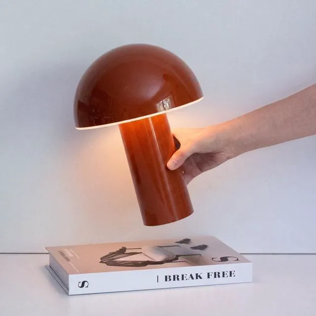 Main image of Celia Table Lamp 10" Touch-Controlled Mushroom Accent Lamp, Cordless & Dimmable LED, Portable & Rechargeable Bedside Night Light, Sustainable Recycled Modern Patio Lamp for Home Décor, Red