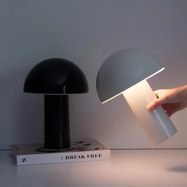Alt view image 6 of 7 - Celia Table Lamp 10" Touch-Controlled Mushroom Small Lamp, Cordless & Dimmable LED, Portable Bedside Night Light, Sustainable Accent Light, Recycled Modern Patio Lamp, Home Décor Cream