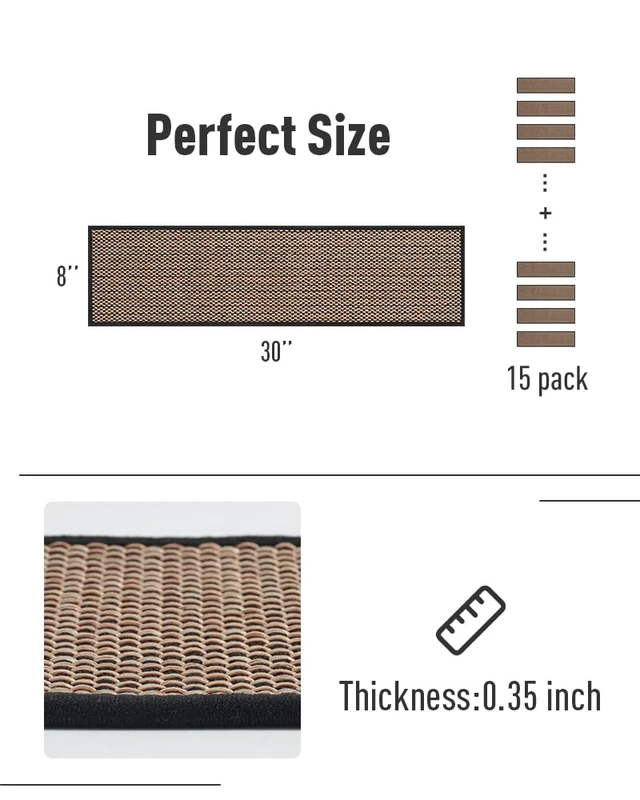 Alt view image 6 of 6 - Non Slip Stair-Treads, Rubber Backing Stair-Runners for Wooden Steps 15PCS Residue Free Carpet Stair Treads for Kids and Dogs 8"x30" Black