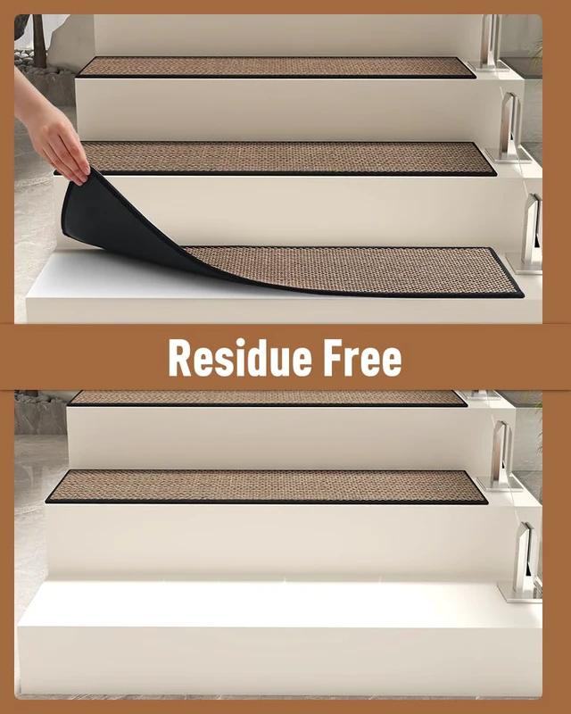 Alt view image 3 of 6 - Non Slip Stair-Treads, Rubber Backing Stair-Runners for Wooden Steps 15PCS Residue Free Carpet Stair Treads for Kids and Dogs 8"x30" Black