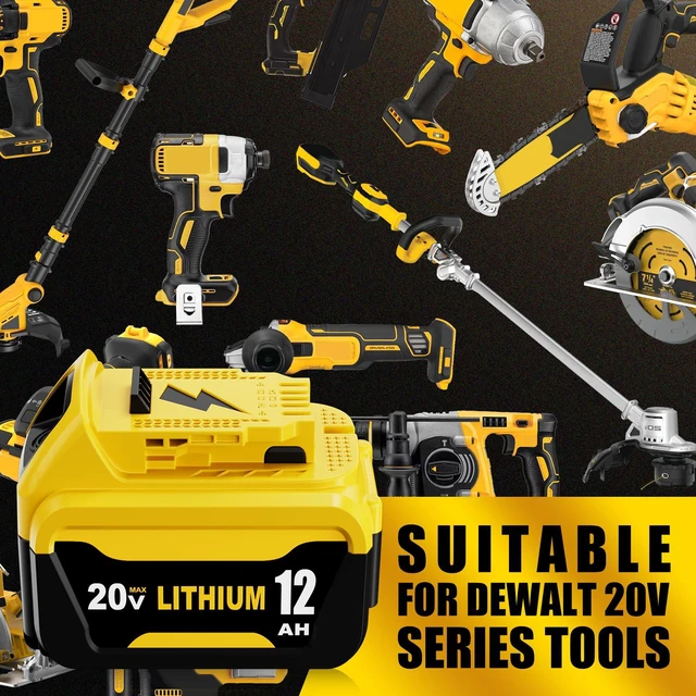 Alt view image 4 of 7 - 12.0Ah DCB206 Replace for Dewalt 20V Max Battery and DCB107 Charger, 2Pack Compatible with Dewalt 20V Battery DCB200 DCB201 DCB203 DCB207 DCD/DCF/DCG Series Power Tools