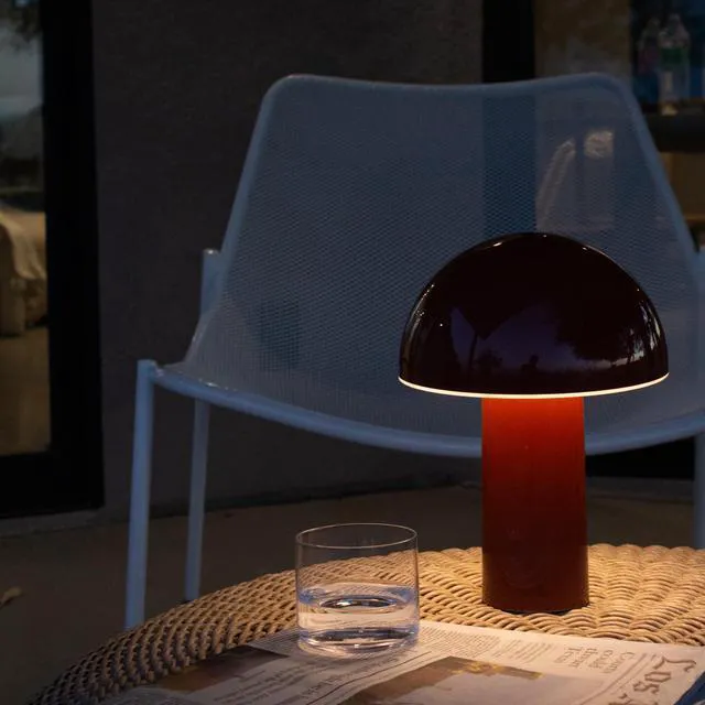 Alt view image 7 of 7 - Celia Table Lamp 10" Touch-Controlled Mushroom Accent Lamp, Cordless & Dimmable LED, Portable & Rechargeable Bedside Night Light, Sustainable Recycled Modern Patio Lamp for Home Décor, Red