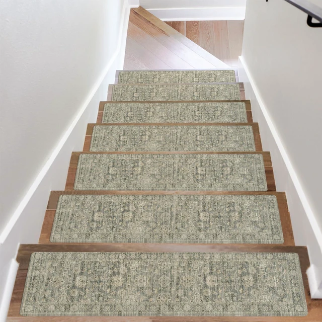 Main image of Stair Treads Non Slip Stair Runners for Wooden Steps, 8"x30" Rubber Backing Stair Mats Carpet Stair Tread Covers Staircase Step Treads for Dogs, Kids & Elders, Brown, 15PCS