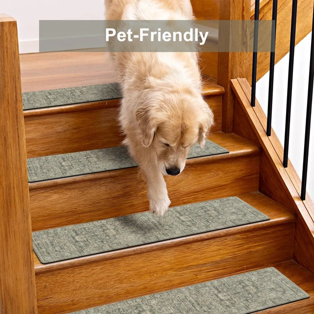 Alt view image 5 of 7 - Stair Treads Non Slip Stair Runners for Wooden Steps, 8"x30" Rubber Backing Stair Mats Carpet Stair Tread Covers Staircase Step Treads for Dogs, Kids & Elders, Brown, 15PCS