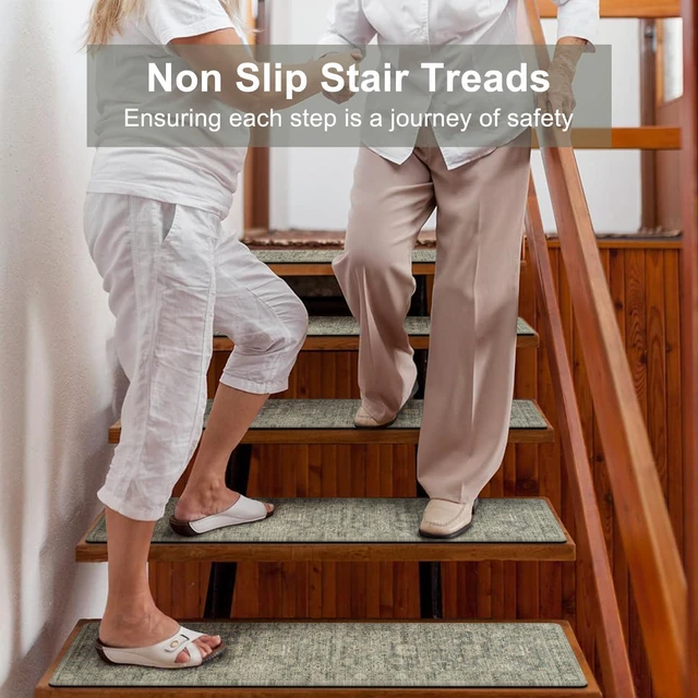 Alt view image 6 of 7 - Stair Treads Non Slip Stair Runners for Wooden Steps, 8"x30" Rubber Backing Stair Mats Carpet Stair Tread Covers Staircase Step Treads for Dogs, Kids & Elders, Brown, 15PCS