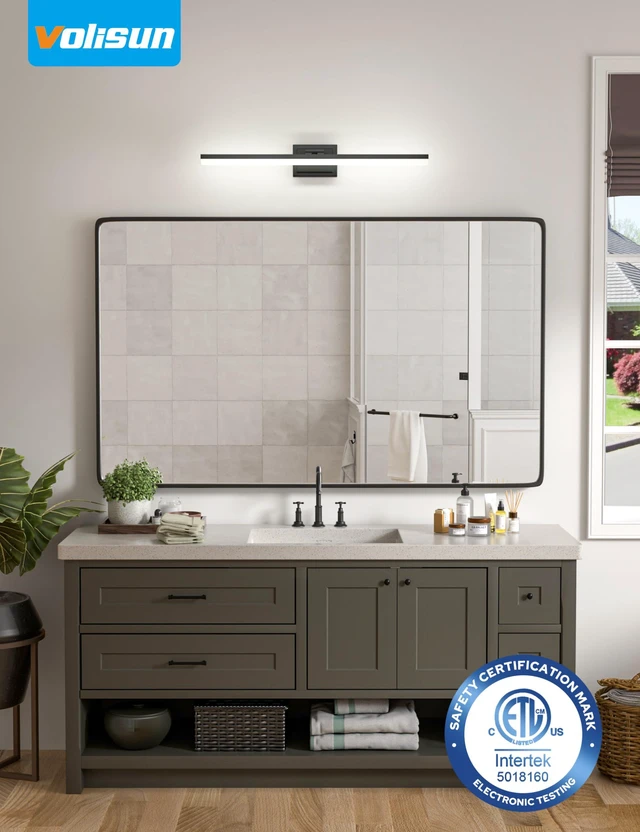 Alt view image 2 of 7 - Modern Bathroom Vanity Light 31.5 inch, 28W Dimmable 5CCT Led Bathroom Light Fixture Over Mirror, Black Bar Vanity Light for Bathrooms Mirror Cabinets Bedroom-ETL Certificated