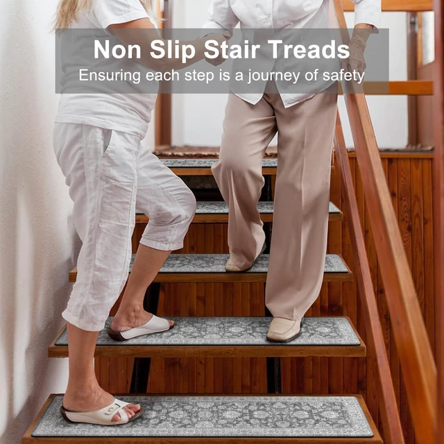 Alt view image 6 of 7 - Extra Non-Slip Stair Treads for Wooden Steps 15PCS, 30"X8" Rubber Indoor Stair Runner Slip Resistant Stair Rugs Safety Mats for Dogs, Kids & Elders, Stairway Grip Step Treads, Gray