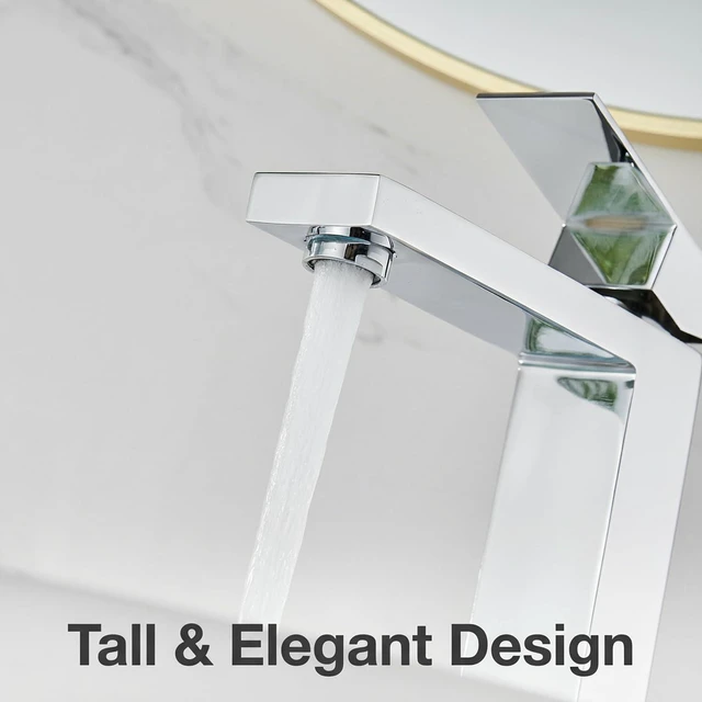 Alt view image 5 of 7 - Chrome Vessel Sink Faucet, 1 Hole Single Handle Tall Faucets Vanity Modern Utility Rv Laundry Bath Restroom Mixer Tap with Metal Pop Up Drain and 2 Water Supply Lines