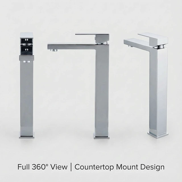 Alt view image 6 of 7 - Chrome Vessel Sink Faucet, 1 Hole Single Handle Tall Faucets Vanity Modern Utility Rv Laundry Bath Restroom Mixer Tap with Metal Pop Up Drain and 2 Water Supply Lines