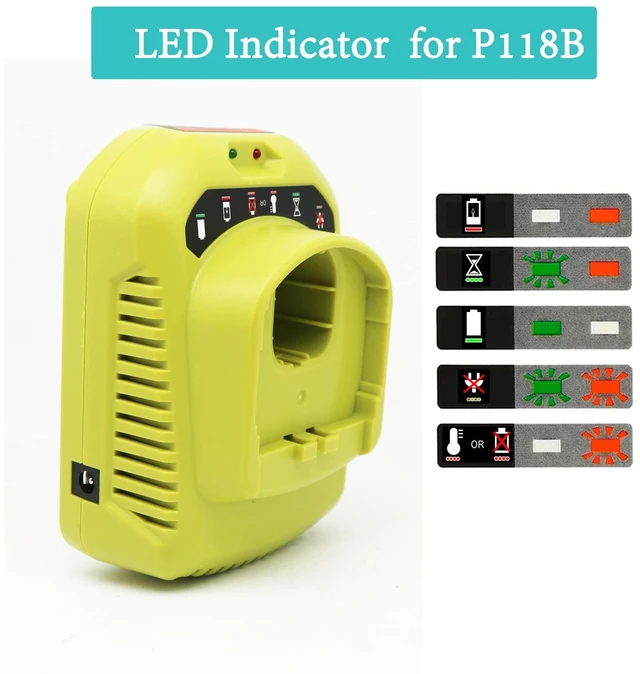 Alt view image 2 of 7 - 2Packs 18V Battery and Charger Combo for Ryobi 18 Volt Cordless Tools Battery and P118B Charger, 18V Battery Capacity Output 3.0Ah