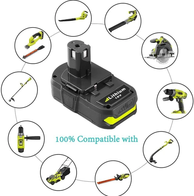 Alt view image 6 of 7 - 2Packs 18V Battery and Charger Combo for Ryobi 18 Volt Cordless Tools Battery and P118B Charger, 18V Battery Capacity Output 3.0Ah
