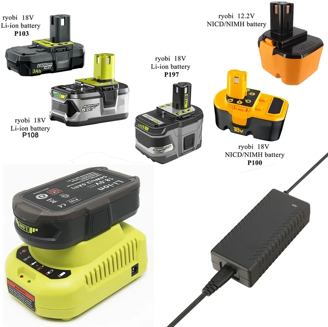 Alt view image 5 of 7 - 2Packs 18V Battery and Charger Combo for Ryobi 18 Volt Cordless Tools Battery and P118B Charger, 18V Battery Capacity Output 3.0Ah