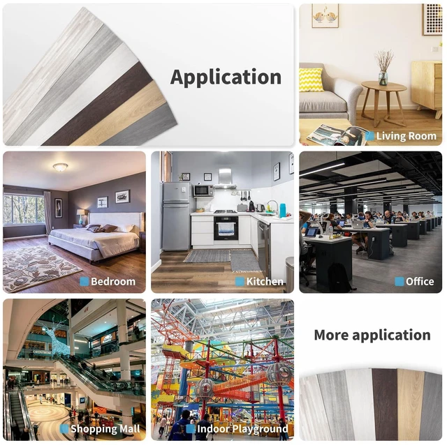 Alt view image 6 of 7 - 12-Pack 18 Sq.ft Peel and Stick Floor Tiles Vinyl Plank Flooring Wood Look, Adhesive and Waterproof Tile Sticker for Bedroom, Living Room, Kitchen, RV in Black