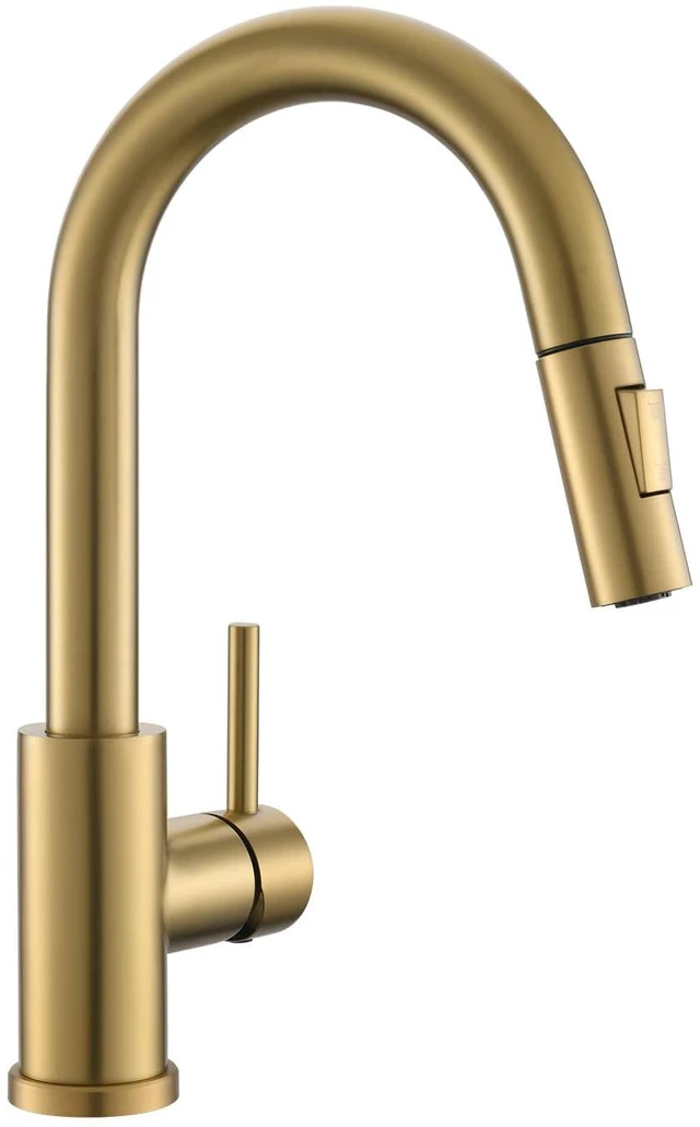 Main image of Bar Sink Faucet Single Hole with Pull Down Sprayer Brushed Gold Hot and Cold Prep Wet Sink Faucet Single Handle