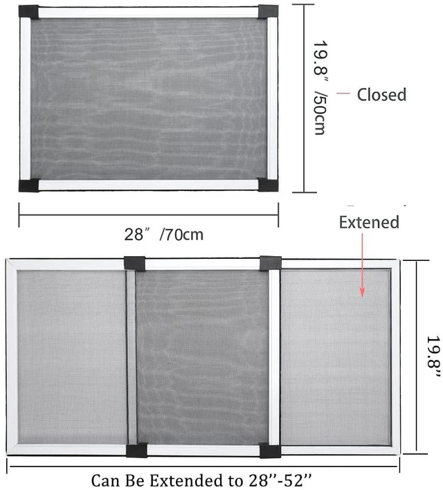 Alt view image 3 of 7 - Expandable Window Screen Large Adjustable Window Screens 19.8''H X 28-52W 5 Pack Replacement Window Screen for Window