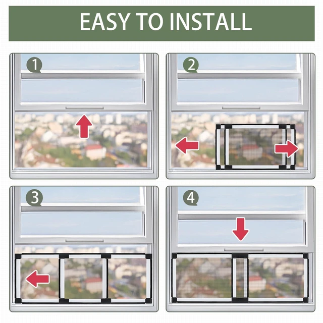 Alt view image 7 of 7 - Expandable Window Screen Large Adjustable Window Screens 19.8''H X 28-52W 5 Pack Replacement Window Screen for Window