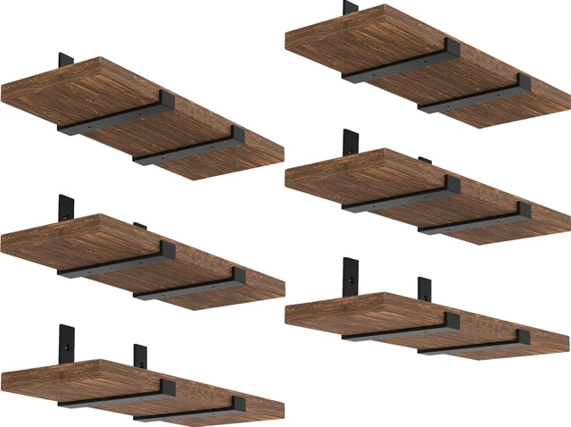 Main image of Shelf Brackets 12 Inch, Strong Heavy Duty Floating Shelf Brackets Pack of 12, Industrial Metal Iron Matte Black Shelving Brackets 1/5 Inch Thick Brackets for Shelves 12 PCS