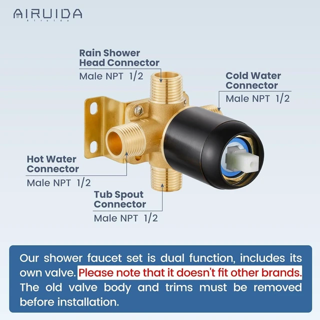 Alt view image 2 of 7 - Shower Faucet Set with Tub Spout,6" Bathtub Faucet-Oil Bronze Male Threads Rough-In Valve,Round Head Shower System,Tub and Shower Kit Set