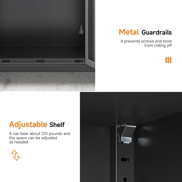 Alt view image 5 of 7 - 26" H Garage Wall Cabinet with Lockable Doors and Adjustable Shelf Metal Wall Cabinet for Garage Assembly Required (26" H Black)