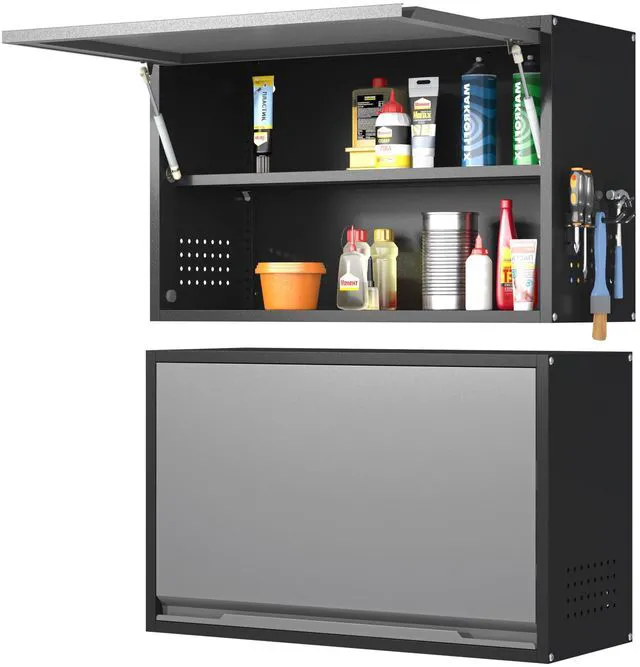 Main image of Garage Wall Cabinet with Up-Flip Door, 19.7" H Metal Wall Cabinet Wall Mounted Metal Storage Cabinet for Kitchen,Garage,Basement,Ware House Assembly Required
