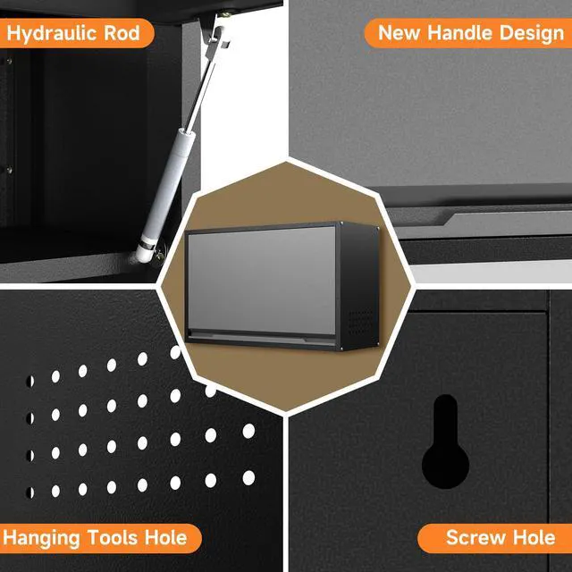 Alt view image 5 of 7 - Garage Wall Cabinet with Up-Flip Door, 19.7" H Metal Wall Cabinet Wall Mounted Metal Storage Cabinet for Kitchen,Garage,Basement,Ware House Assembly Required