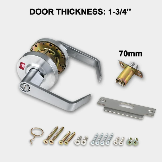 Alt view image 6 of 7 - Privacy Commercial Door Locks for Bathroom, Heavy Duty Grade 2 Lever 2-3/4''Backset, With Indicator, Non-Handed, UL 3 Hour Fire Rated, ADA Compliant, Satin Chrome Finish 26D, X-XG-BK-70