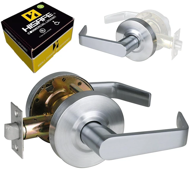 Main image of Passage Commercial Door Locks Heavy Duty Grade 2 Lever 2-3/4''Backset, Non-Handed, UL 3 Hour Fire Rated, ADA Compliant, Satin Chrome Finish 26D, X-XG-PS-70