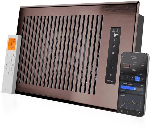 Main image of AIRTAP T6, Bronze Register Booster Fan for 6x12 Openings Automatic Open/Close Vents, Wireless LCD Temperature Controller, WiFi App, Quiet 10-Speeds, Smart Home
