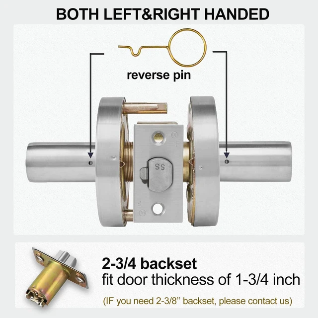 Alt view image 5 of 7 - Privacy Commercial Door Locks for Bathroom, Heavy Duty Grade 2 Lever 2-3/4''Backset, With Indicator, Non-Handed, UL 3 Hour Fire Rated, ADA Compliant, Satin Chrome Finish 26D, X-XG-BK-70