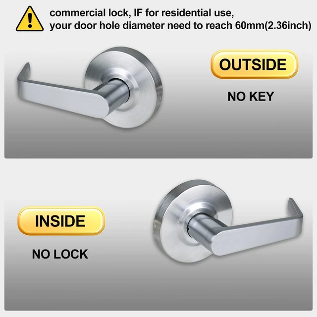 Alt view image 3 of 7 - Passage Commercial Door Locks Heavy Duty Grade 2 Lever 2-3/4''Backset, Non-Handed, UL 3 Hour Fire Rated, ADA Compliant, Satin Chrome Finish 26D, X-XG-PS-70