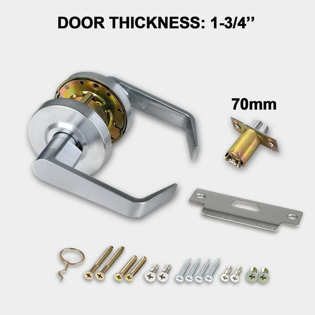 Alt view image 6 of 7 - Passage Commercial Door Locks Heavy Duty Grade 2 Lever 2-3/4''Backset, Non-Handed, UL 3 Hour Fire Rated, ADA Compliant, Satin Chrome Finish 26D, X-XG-PS-70