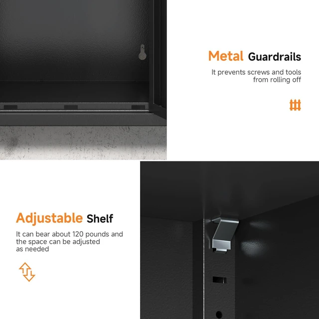 Alt view image 5 of 7 - 26" H Garage Wall Cabinet with Lockable Doors and Adjustable Shelf Metal Wall Cabinet for Garage Assembly Required (26" H Black)