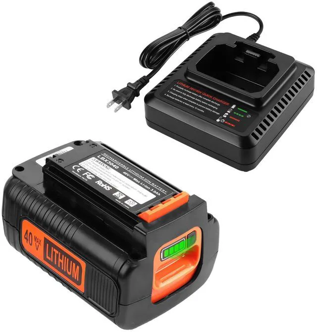 Main image of 40V 3.5A Replacement Black and Decker 40 Volt Lithium Battery LBX2040 Battery and Charger Fits Black+Decker LBX2040/LBXR36/LBXR2036/LST540 with LCS36 Charger Non-OEM (Not for B&D 20V)