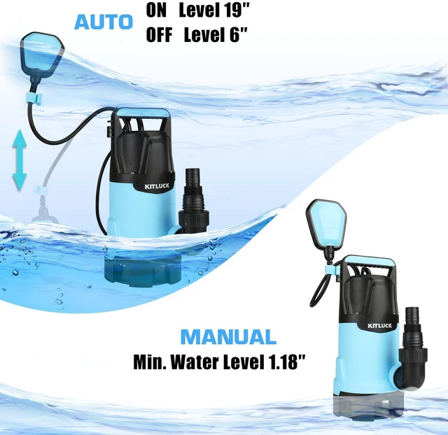 Alt view image 5 of 7 - Submersible Water Pump, 1-1/4HP 4500GPH High Flow Sump Pump with Float Switch, 23ft Power Cord, Portable Utility Water Pump for Swimming Pool, Garden Pond, Flood Basement, Tub Water Removal