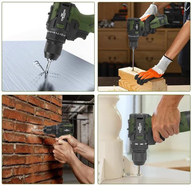 Alt view image 6 of 7 - 17V Brushless Screwdriver Drill Set, 140Nm Cordless Impact Driver & 55Nm Electric Drill with 3 Adjustable Speed, 2 Batteries and Led Work Light