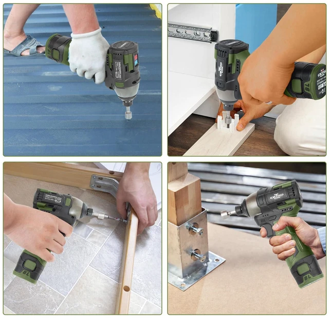 Alt view image 7 of 7 - 17V Brushless Screwdriver Drill Set, 140Nm Cordless Impact Driver & 55Nm Electric Drill with 3 Adjustable Speed, 2 Batteries and Led Work Light