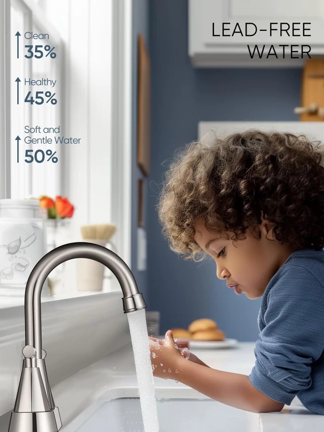 Alt view image 3 of 7 - Brushed Nickel Bathroom Faucets, Centerset 4 Inch, 2 Pack Bathroom Sink Faucet with Pop Up Drain and Supply Hoses, 2 Handle Stainless Steel Faucet for Vanity, RV, Farmhouse