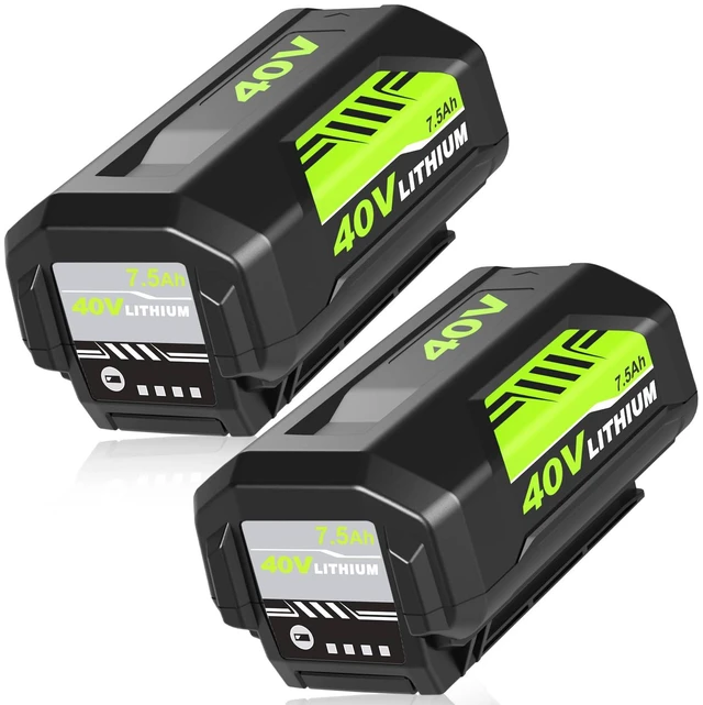 Main image of 2 Packs OP4075A Battery Replacement for Ryobi 40V Battery 7500mAh(Green) Compatible with Ryobi 40 Volt Batteries OP40601 OP40602 OP4050A OP4050 OP40501 OP4040 OP40401 OP40404