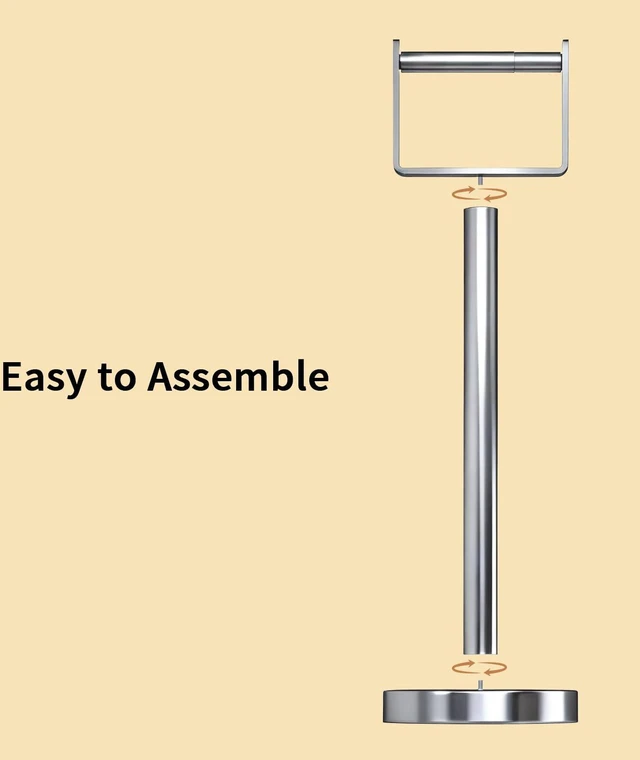Alt view image 5 of 7 - Heavy Duty Toilet Paper Holder Stand, Extra-Weighted Base No Tipping Stainless Steel Toilet Paper Stand, Free Standing Floor Tissue Roll Holder for Bathroom, Chrome 200UP