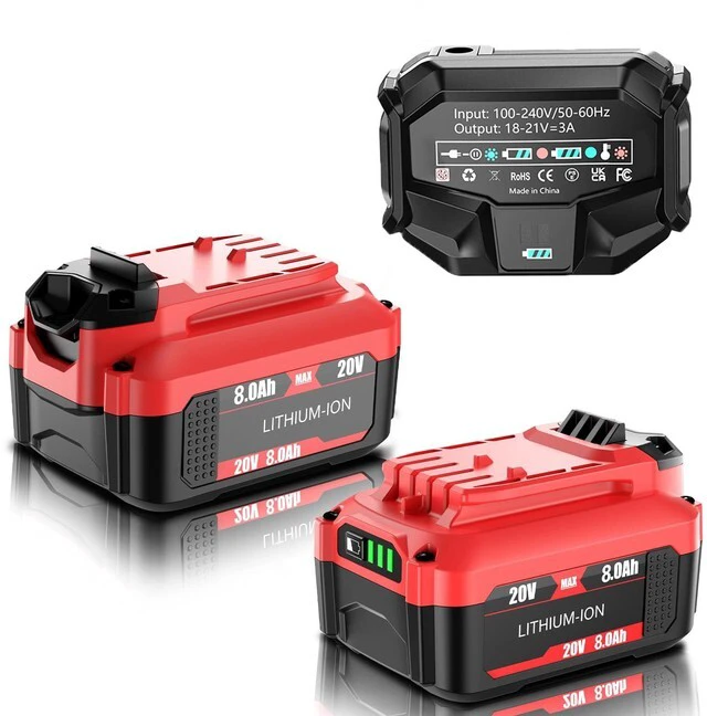 Main image of 2Pack 20V 8000mAh Replacement for Craftsman 20V Battery and Charger Kit Compatible with Craftsman V20 Lithium Battery CMCB202 CMCB203 CMCB204 CMCB206 CMCB201 CMCB100 CMCB124 Power Tools