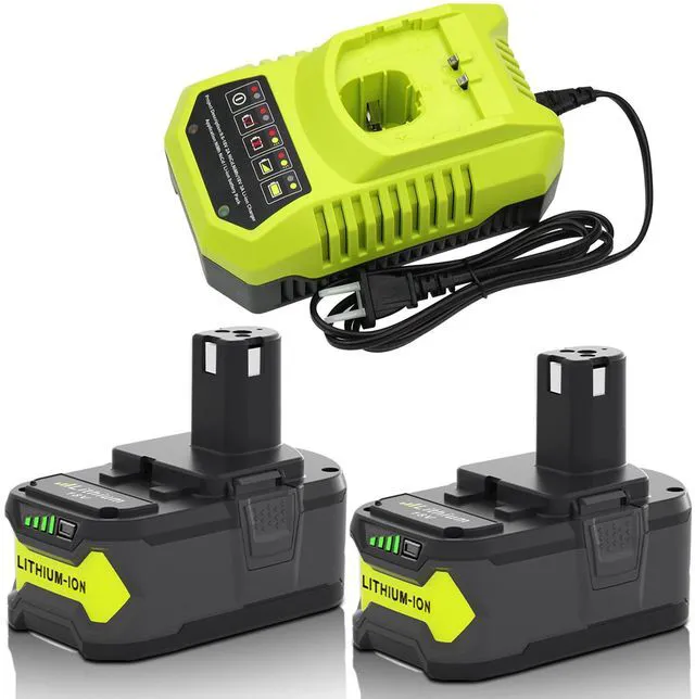 Main image of 2 Packs 8Ah Replacement for Ryobi 18V Battery and P117 Charger(Green) Compatible with Ryobi 18 Volt Batteries P108 P189 P190 P109 P107 P105 P104 P103 P102 P122
