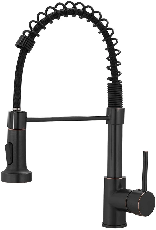 Main image of Oil Rubbed Bronze Kitchen Faucet, Commercial Single Handle Single Hole Bronze Kitchen Faucet with Pull Down Sprayer grifo para fregaderos de cocina