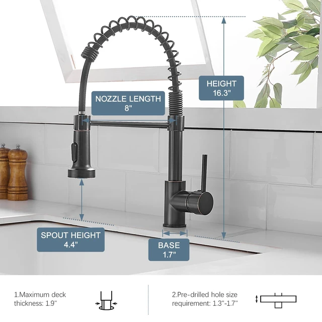 Alt view image 5 of 6 - Oil Rubbed Bronze Kitchen Faucet, Commercial Single Handle Single Hole Bronze Kitchen Faucet with Pull Down Sprayer grifo para fregaderos de cocina