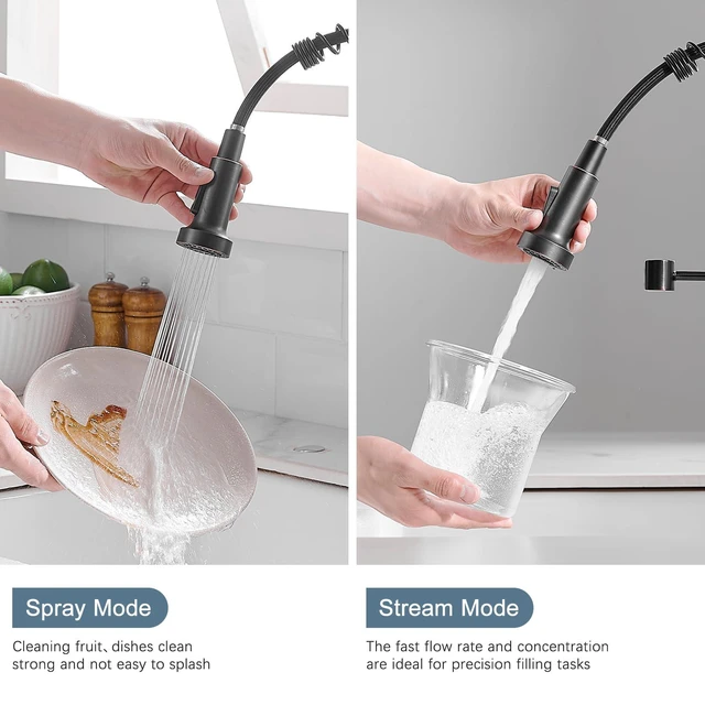 Alt view image 6 of 6 - Oil Rubbed Bronze Kitchen Faucet, Commercial Single Handle Single Hole Bronze Kitchen Faucet with Pull Down Sprayer grifo para fregaderos de cocina